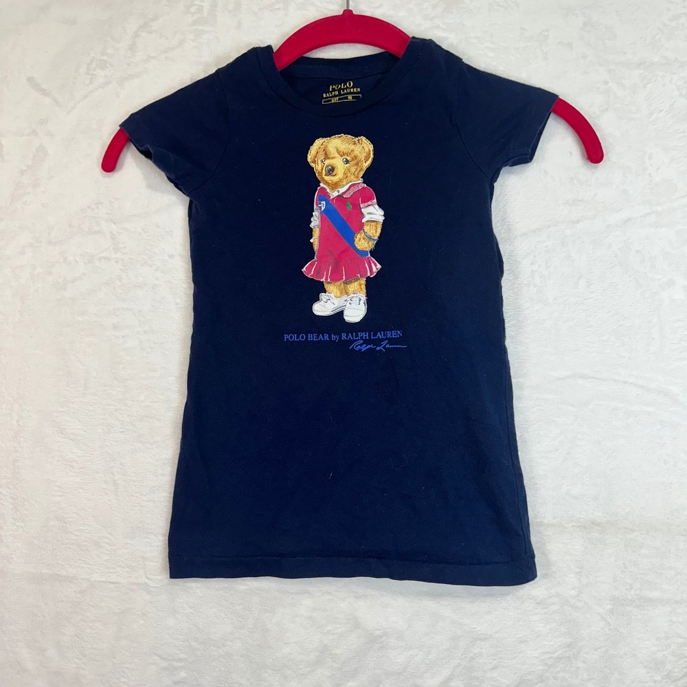 Polo Ralph Lauren Polo Bear T-Shirt 2T Navy Blue Graphic Toddler Girl